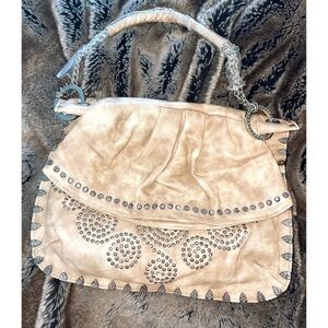 Blue Elegance camel colored rhinestone purse